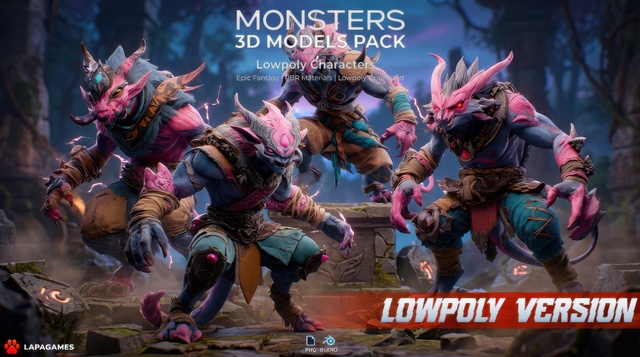 Fantasy Shadow Beast Stalkers 😈(LowPoly)