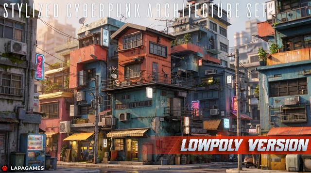 Stylized Cyberpunk Architecture Set