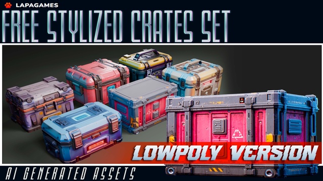 Free Stylized Crates Lowpoly Set📦
