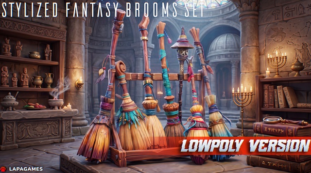 Stylized Brooms Set