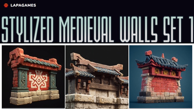 Stylized Medieval Walls Set 1