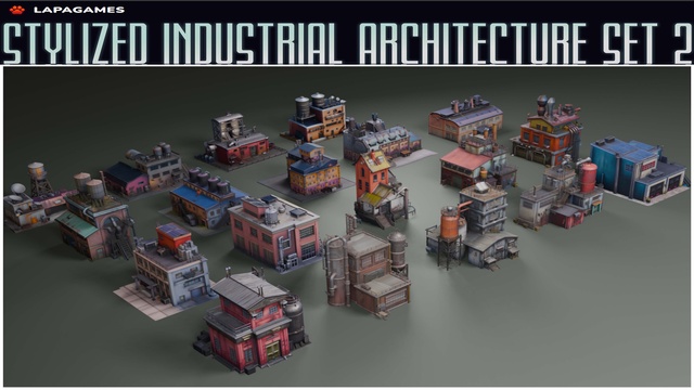 🏭 Stylized Industrial Architecture Set 2