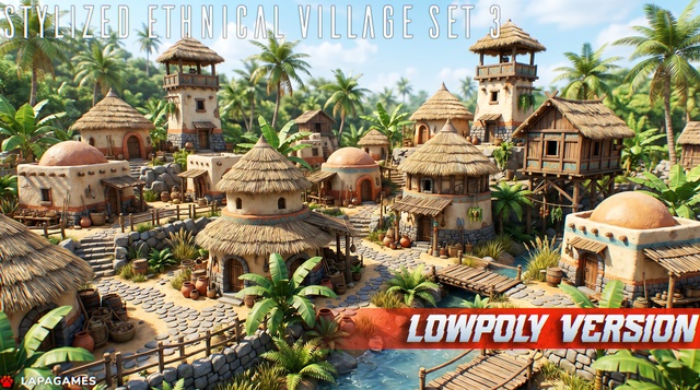 Stylized Ethnic Village Set 3