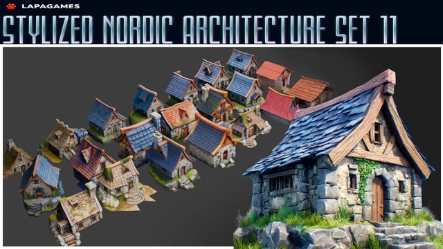 Stylized Nordic Architecture Set 11