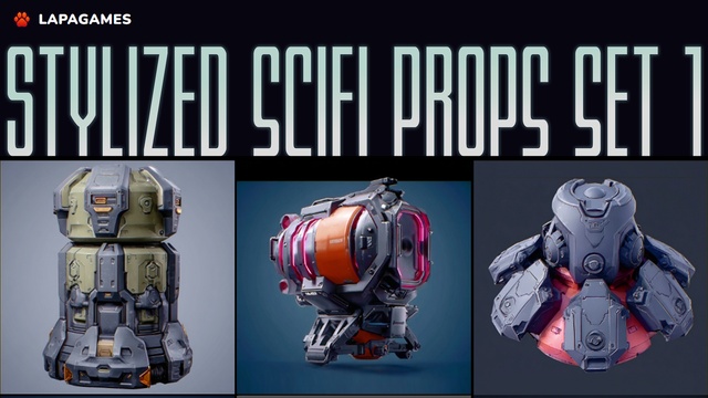 Stylized Sci-Fi Props Set 1