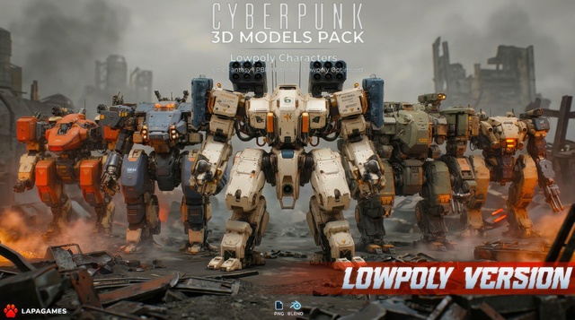 Cyberpunk Combat Mechs🤖(LowPoly)