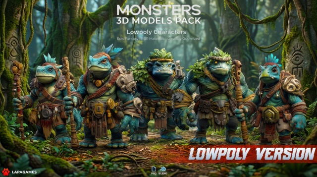 Fantasy Swamp Toad Warriors 🐸(LowPoly)
