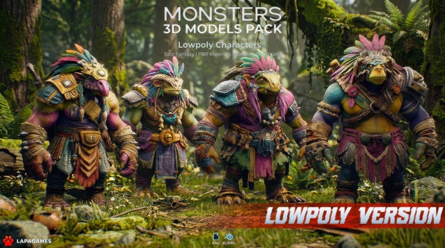 Fantasy Jungle Beast Warriors 🦴(LowPoly)