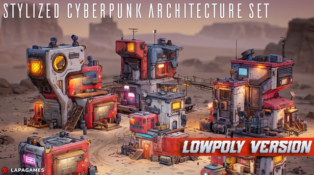 Stylized Cyberpunk Architecture Set