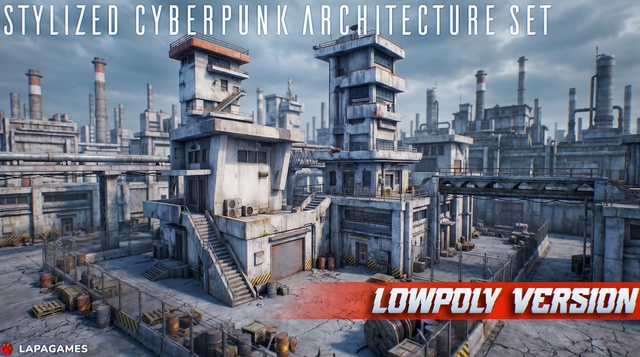 Stylized Cyberpunk Architecture Set