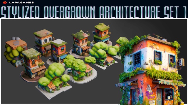 Stylized Overgrown Architecture Set 1🍃