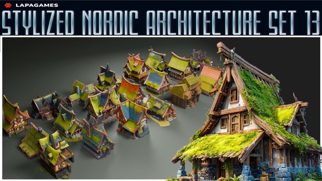 Stylized Nordic Architecture Set 13