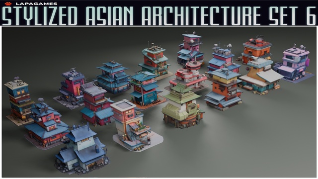 🏯 Stylized Asian Architecture Set 6