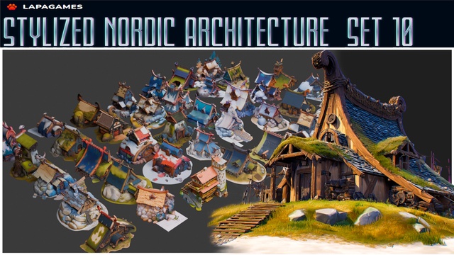Stylized Nordic Architecture Set 10