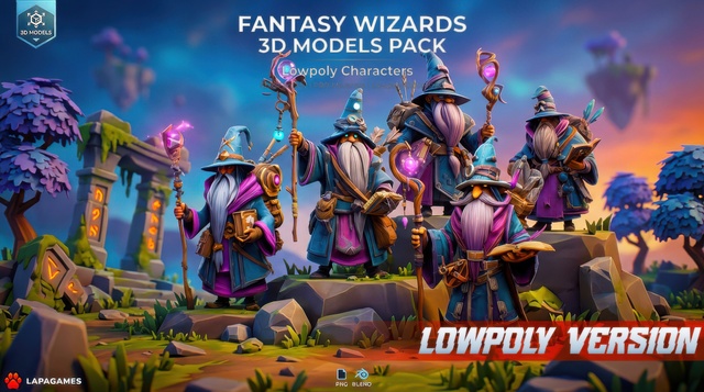 Fantasy Elder Wizards 🧙‍♂️(LowPoly)