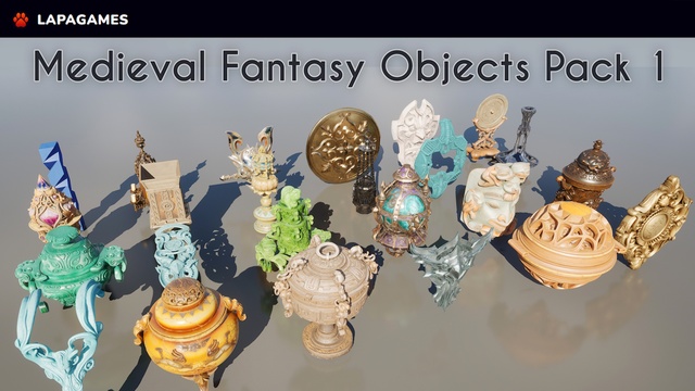 Medieval Fantasy Objects Pack 1 (25 AI Pieces)