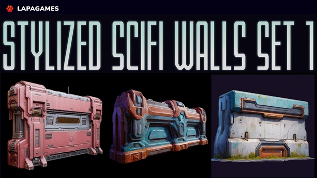 Stylized Sci-Fi Walls Set 1