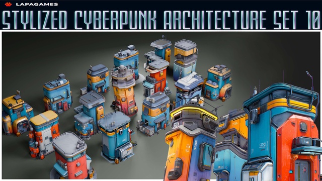 Stylized Cyberpunk Architecture Set 10🌃