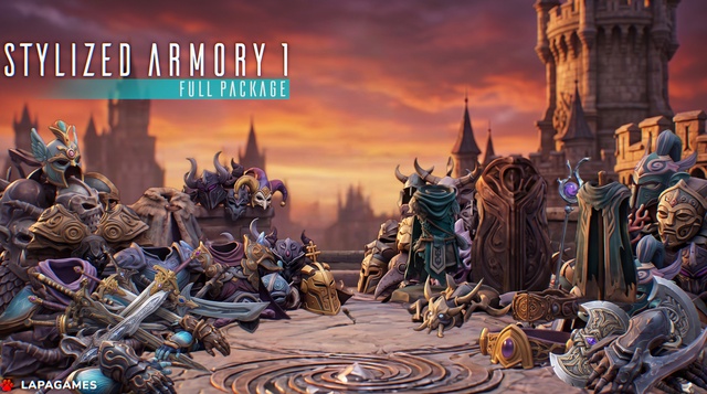 Stylized Armory 1 - full package - 88 assets