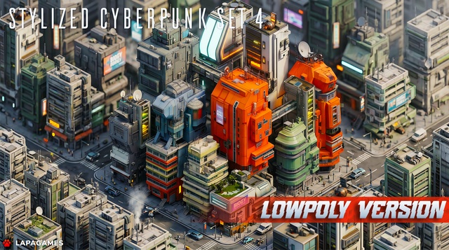 Stylized Cyberpunk Architecture Set 4