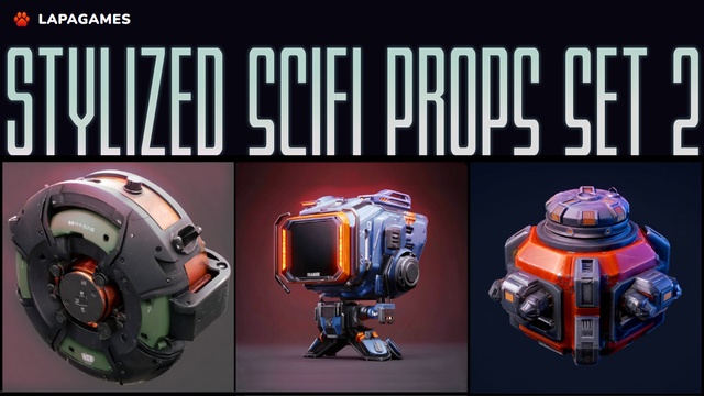 Stylized Sci-Fi Props Set 2