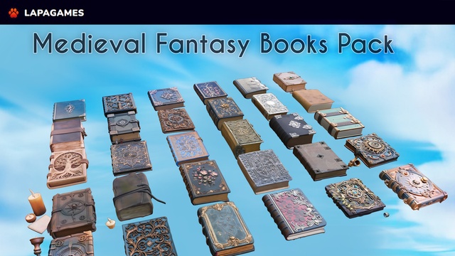 Medieval Fantasy Books Pack (30 AI Pieces)