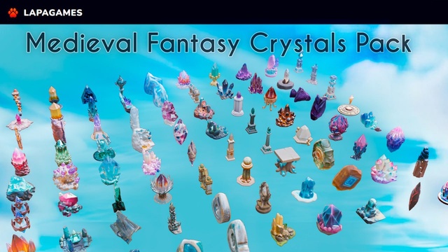 Medieval Fantasy Crystals Pack (80 AI Pieces)